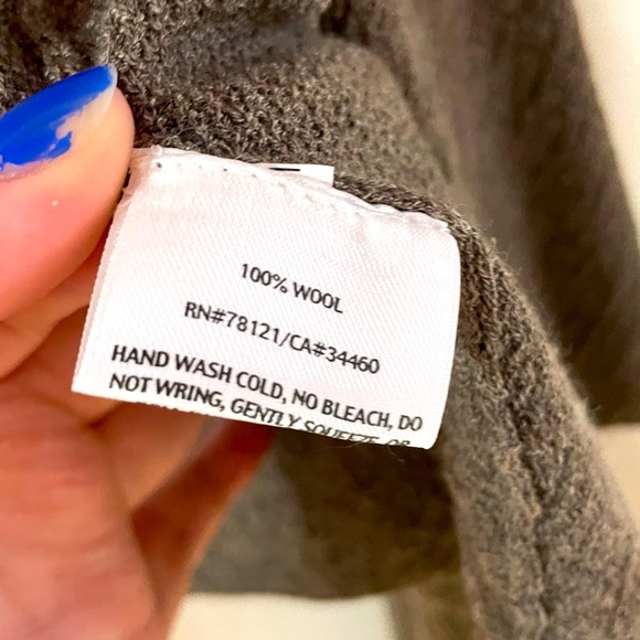 Eileen Fisher Brown 100% Wool Open Cardigan Sweater Sz L Neutral - Picture 5 of 5